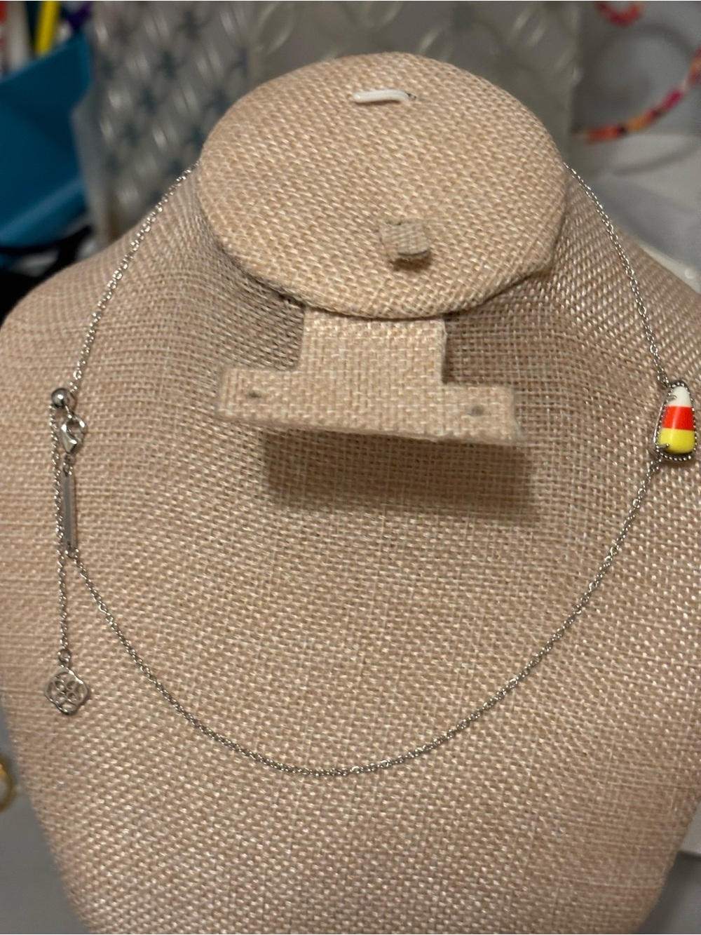 Kendra Scott Candy Corn Pendant Necklace in Yellow, Orange & White - Picture 2 of 2